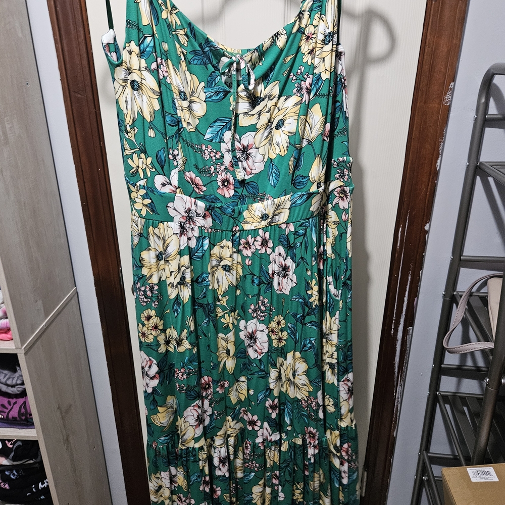 Torrid Green Floral Maxi Dress